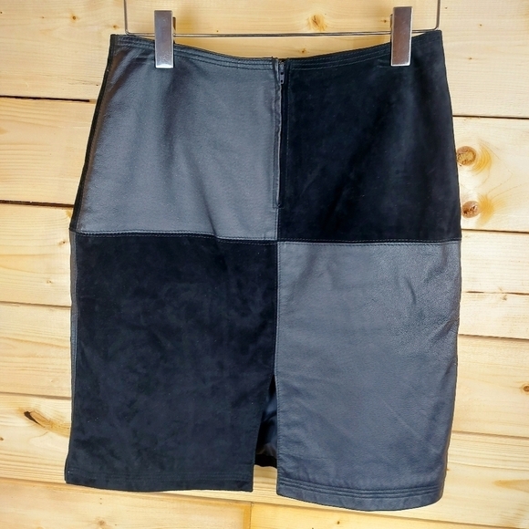 Genuine Suede And Leather Skirt Size 9 Fully Lined - Picture 4 of 8